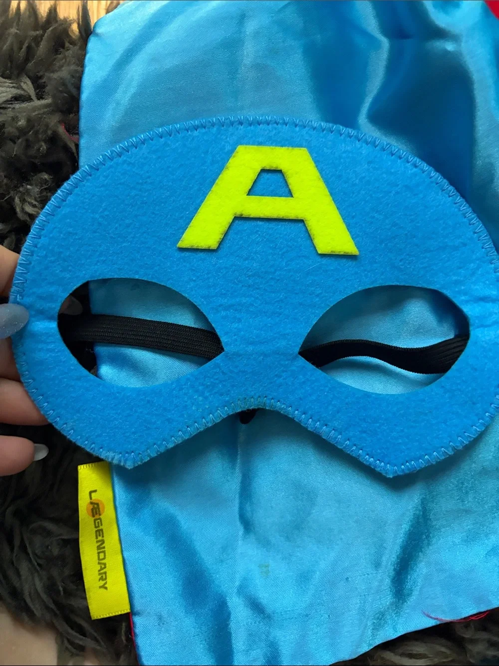 Kids Blue Captain America Costume Cape with Mask
